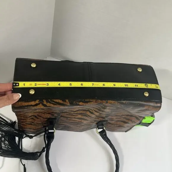 Patricia Nash Leather Primrose Satchel Handbag Animal Print Tiger Crossbody NEW - Picture 14 of 16